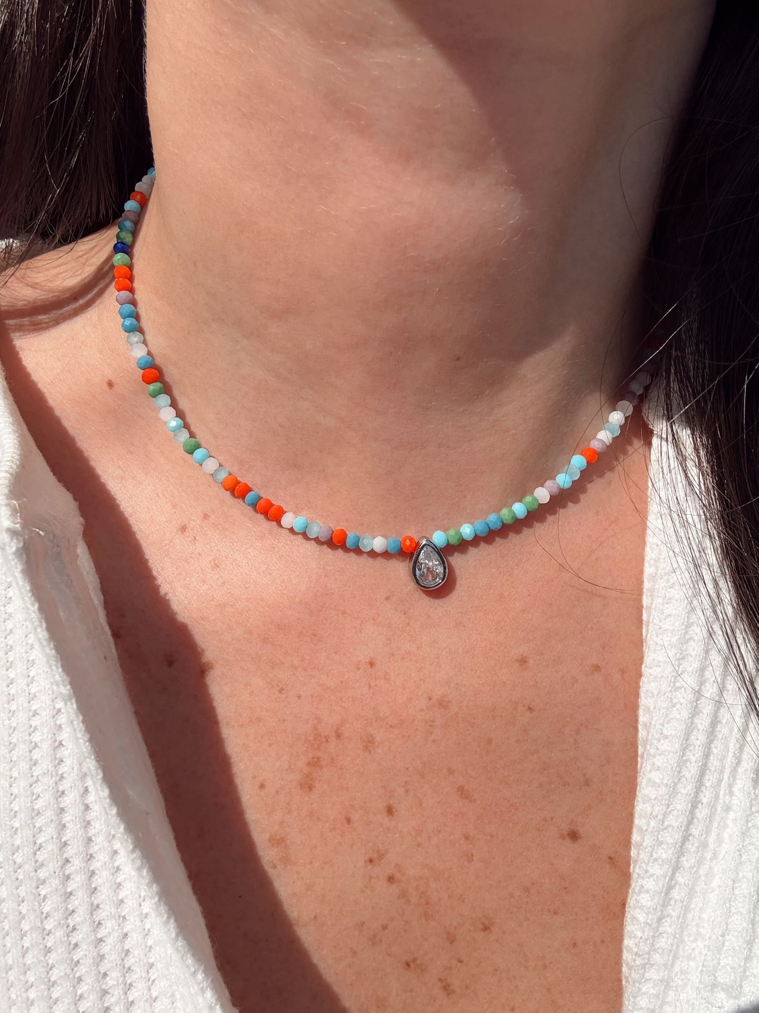 CANDY COAST BEADED SILVER NECKLACE