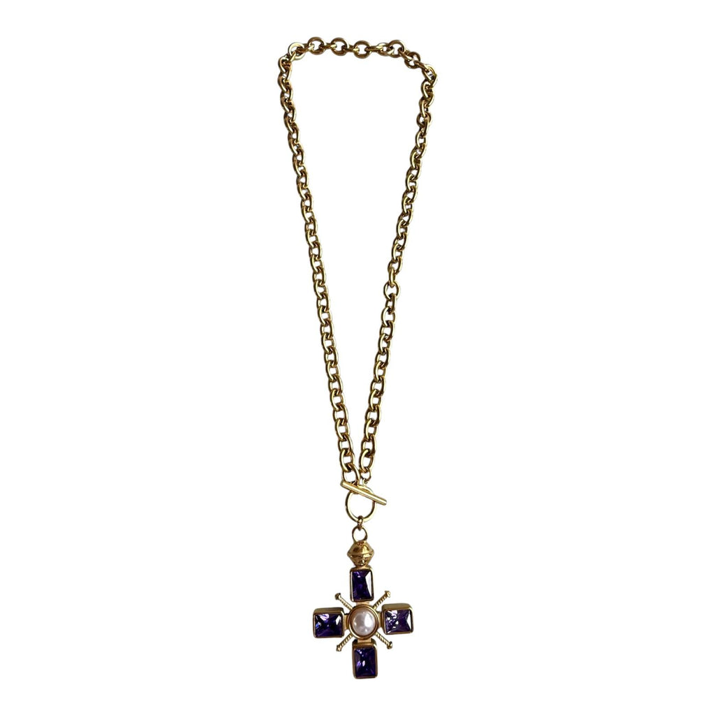AMETHYST MAJESTY CROSS NECKLACE
